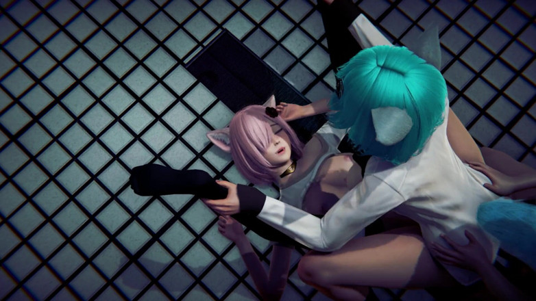 Waifu club 3D: Поклав член між двома студентками neko