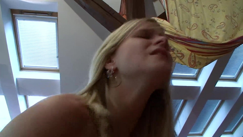 Fratgirl Affairs: Alluring blonde babe rides big cock in POV
