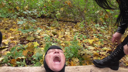 Femdom Austria: Spitting session in the forest