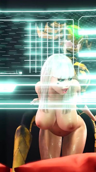 3d dickgirl Android speelt met een sexy jonge blondine in de sci-fi slaapkamer