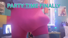 Monster_Meat_: Pink party bulging spandex show