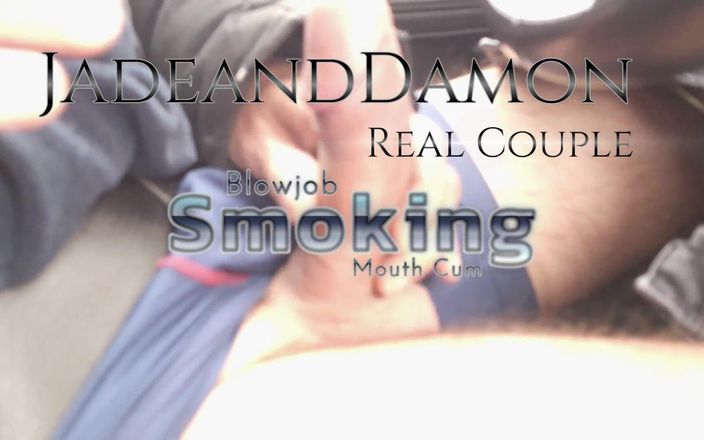 Jade and Damon sex passion: Bil rökning avsugning mun sperma