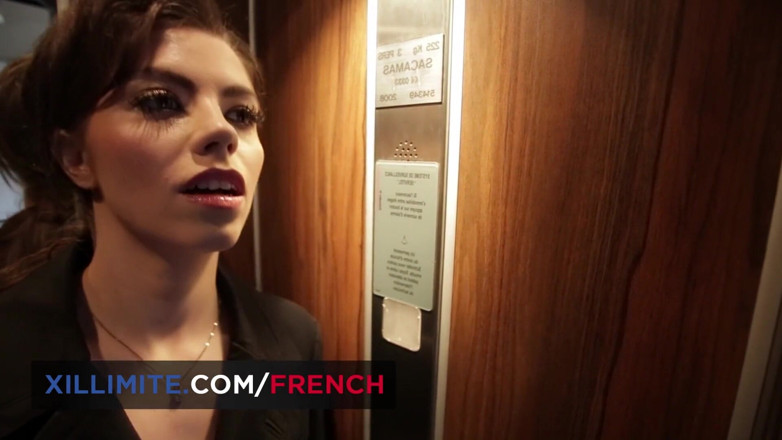 French girls at work: Intense sex at work with sensual brunette in stockings