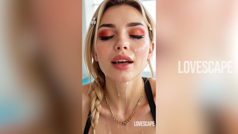 Lovescape: Hot Blonde by the Pool Double-teamed &amp; BBC Pounded