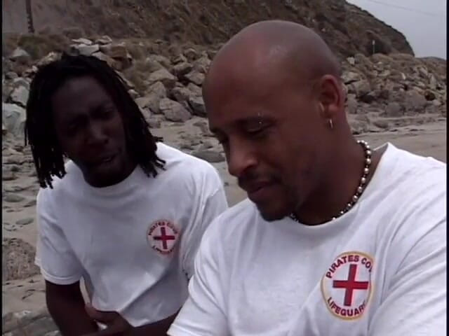 Hot and Wet: Bald black guy fingers and licks lifeguards hairy pussy