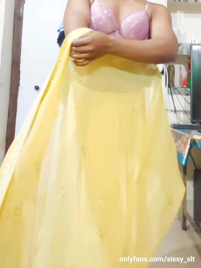 Sissy Slut Simran: Desi Sissy Shemale Wearing Saree and Strip Tease