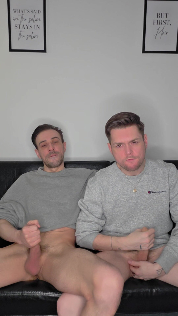 Twotwinkhusbands: Hung Uncut Brotosh Lads Side by Side Masturbation