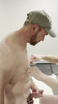 Daddy Pumps His Big Cock and Gets His Cock Used by His Buddy.