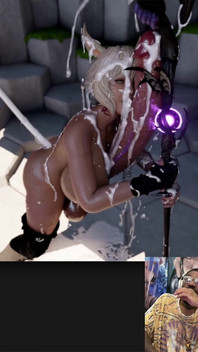 Ebony Ass Twerking Final Fantasy Bunny Girl Cums Super Hard with Her Large Cock