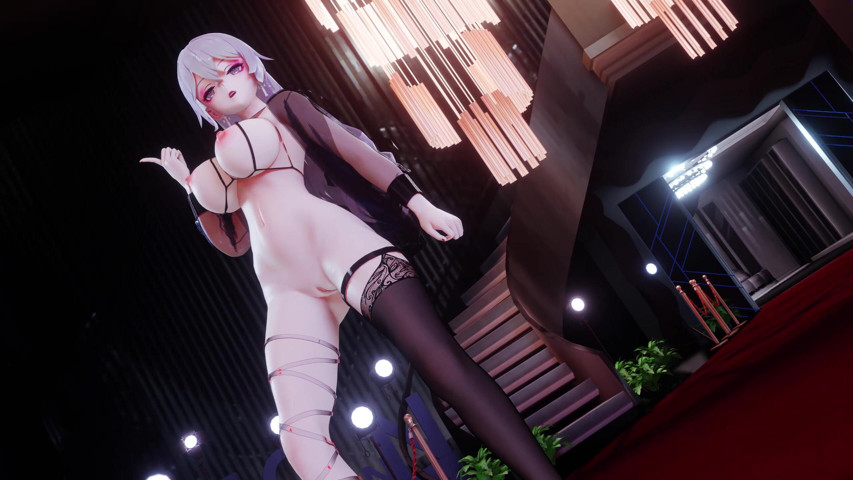 Mmd]hot Pink; Straps; Erotic Patterns; Lingerie; Black Stockings (MikuMotion)