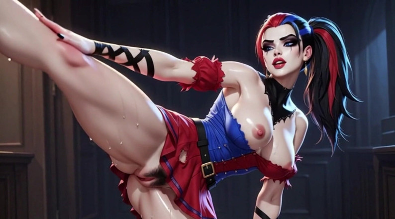 Anime Hentai: Harley quinn的紧致阴户，大阴蒂和湿润的阴蒂