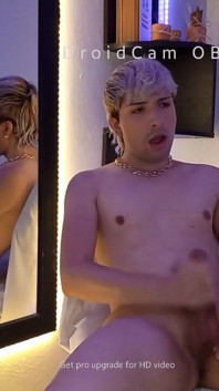 Blonde Hair Boy Jerking off in Cam and Cum Masive