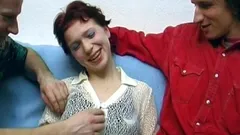Short Haired Shore From Germany Getting Fucked Hard by Two Dudes