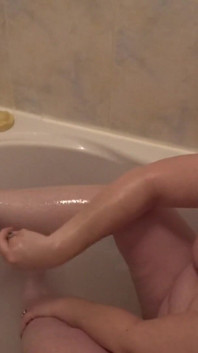 Washing Soapy Breasts in Bath