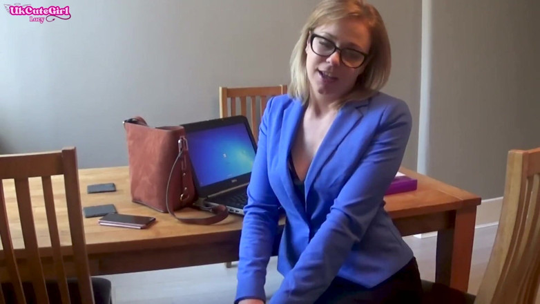 UKCuteGirl Lucy Lauren: Office Slut Seduces Her Boss for a Raise - Shameless Cock...