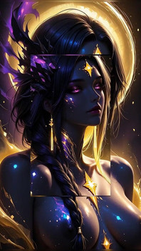 Altın astral ipliklerle karanlık maddeden doğan hükümsüz imparatoriçe kozmik fantezi ai art slayt gösterisi