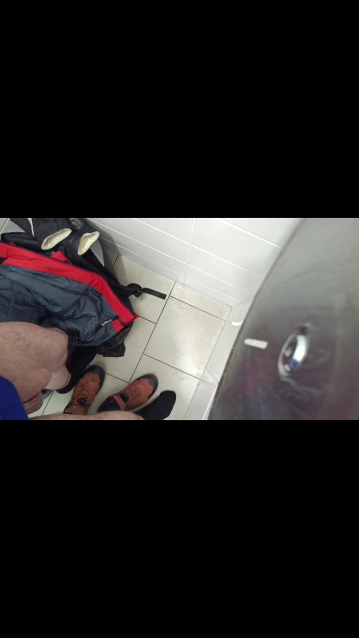 kickerscooter: Jerking off a Cock in a Public Toilet