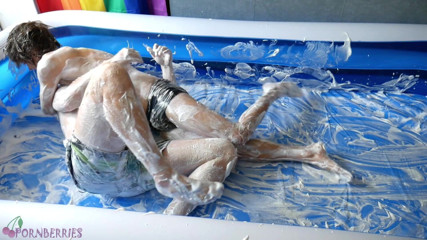 Ethan Alex: Foam wrestling and anal bareback sex in the pool!
