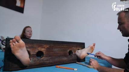 Czech Soles - foot fetish content: Merciless tickling of her big bare feet