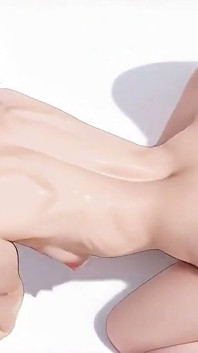 Blonde Elf Fantasy Sensual All-fours in a White Bedroom, Teasing with Her Mouth Full and Eyes Wide Open.