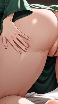 Geiles behaartes anime-schätzchen fingert feuchte muschi zum massiven squirting-orgasmus ahegao dirtytalk
