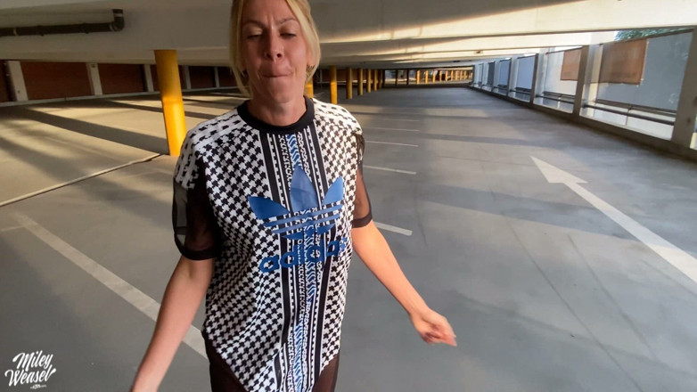 Miley Weasel: Horny Blonde MILF Slut Gets Fucked Throughout the Parking Garage