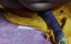 My Husband Sprayed Water on My Pussy with Eggplant