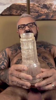 Barebackthathole Hairy inked Stepdaddy Marc Angelo masturbates