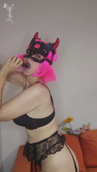Be Tempted by My Tits and Kitty Mask as I Pleasure Myself
