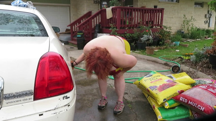 BBW nurse Vicki adventures with friends: BBW car wash more flashing nurse VICKI BBW big as...