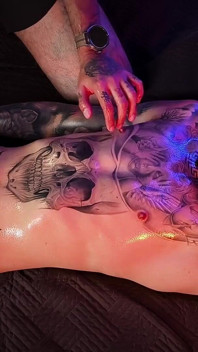 Camilo Brown Giving an Intense Oil Handjob to Hot Tattooed Twink Inked Mike