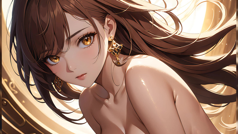 LustRender: Golden Breeze : une jeune femme magnifique dans une lueur de...