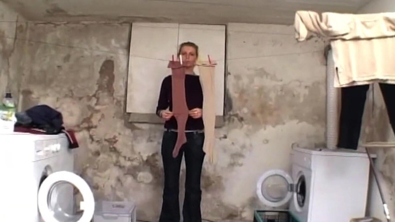 My German Amateurs: Blonde Rides Hard Cock in Basement Laundry Room