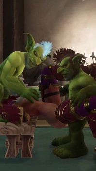 精灵和两个哥布林玩3P |Warcraft Parody