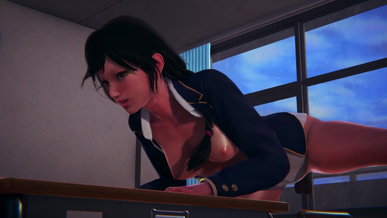 Waifu club 3D: DVA wird auf dem college-schreibtisch gefickt