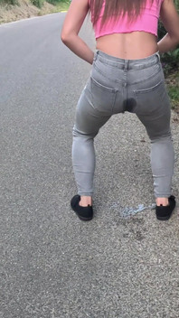 Lost in Holland Wetting Jeans Outdoors