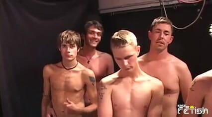 Gay Diaries: Group of young guys participate at a blowing contest and...