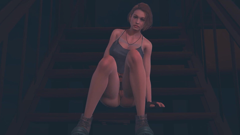 Waifu club 3D: Jill Valentine se masturbează pe scări