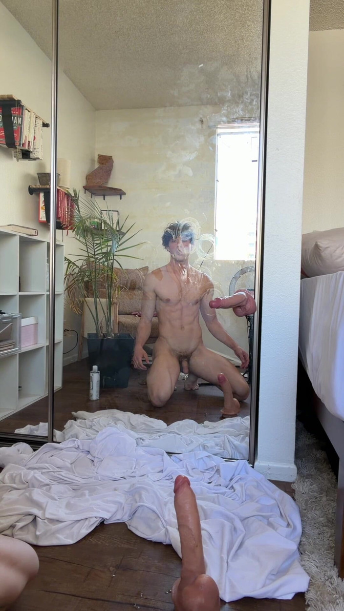 Danny Fantasy: Danny Fantasy Takes Dildos From Both Ends in the Mirror