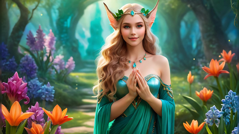 LustRender: Nahá krása Holding Hyacinth s Teal Emerald Diamond Šperky Umělecké Ai...