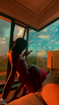 Thick Ebony Ass Pounded Doggy While Watching the City