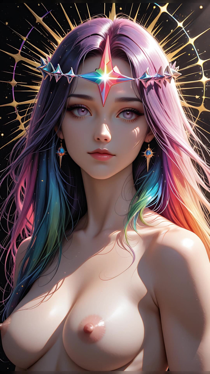 VelvetInk Studio: Shadow Oracle cu Rainbow Prism Spikes Cosmic Fantasy Beauty Ai...
