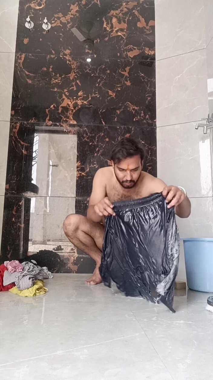 Rajasthani-old-lover: Desi Young Boy Enjoy Washing Stepfather Underwear and Enjoy Masterbation