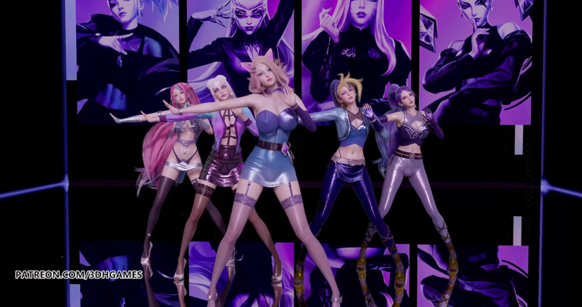 3D-Hentai Games: Najgorzej seksowny striptiz Ahri Akali Evelynn Kaisa Seraphine 3D taniec erotyczny