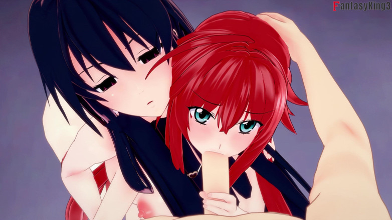 Fantasy king: Rias Gremory și Akeno - sex în trei fierbinte - DXD NTR Madness Series