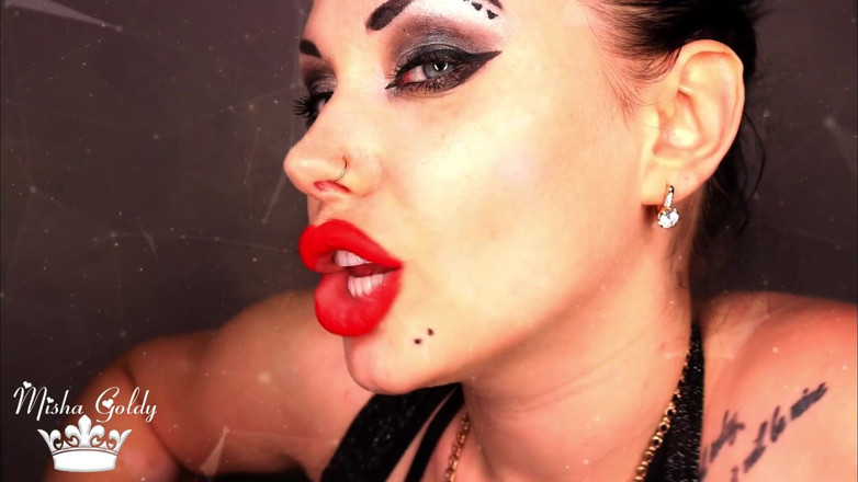 Goddess Misha Goldy: Oggi ti lascio segare sulle mie grandi labbra rosse! JOI...