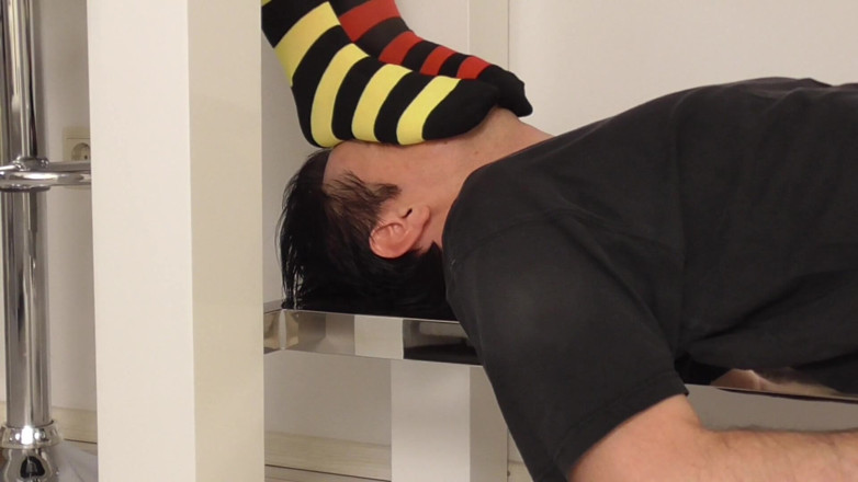 Foot Girls: Teen mistress sock smelling footrest!