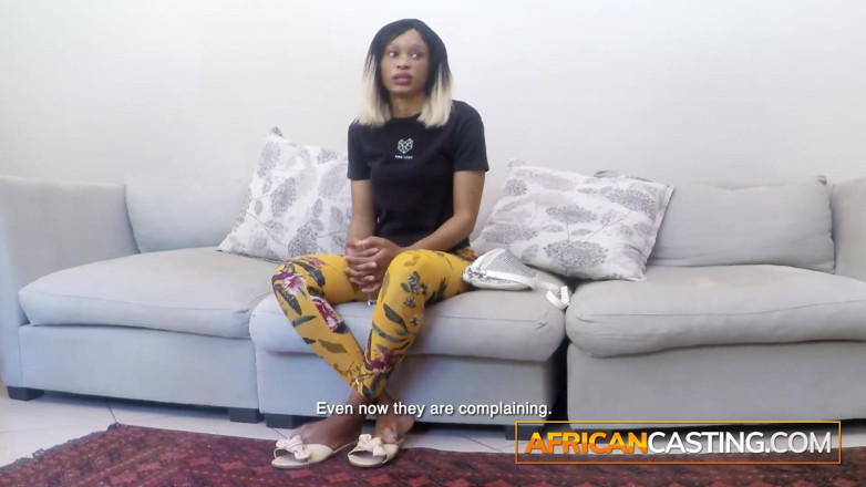 African Casting: Natural Tits Ebony African Hottie Anal Fucked!