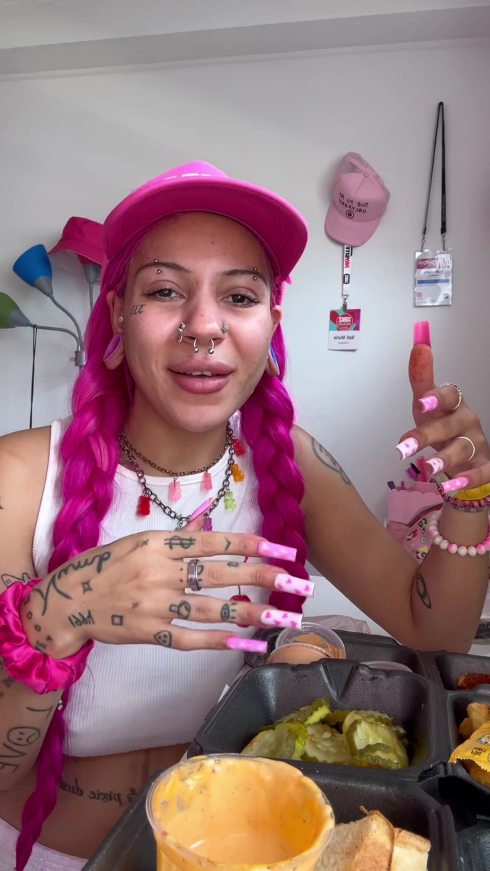 Nali Marie: Eating Mukbang Sploshing Huge Meal Overeating Chicken Cheese Facestuffing Girl...
