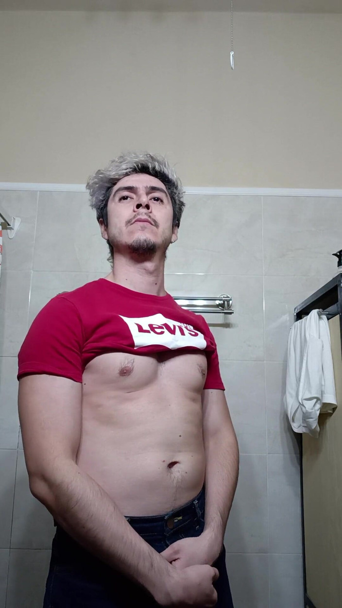 Tabasco Jake: Handsome Flexing Muscles in the Bathroom, Big Cock